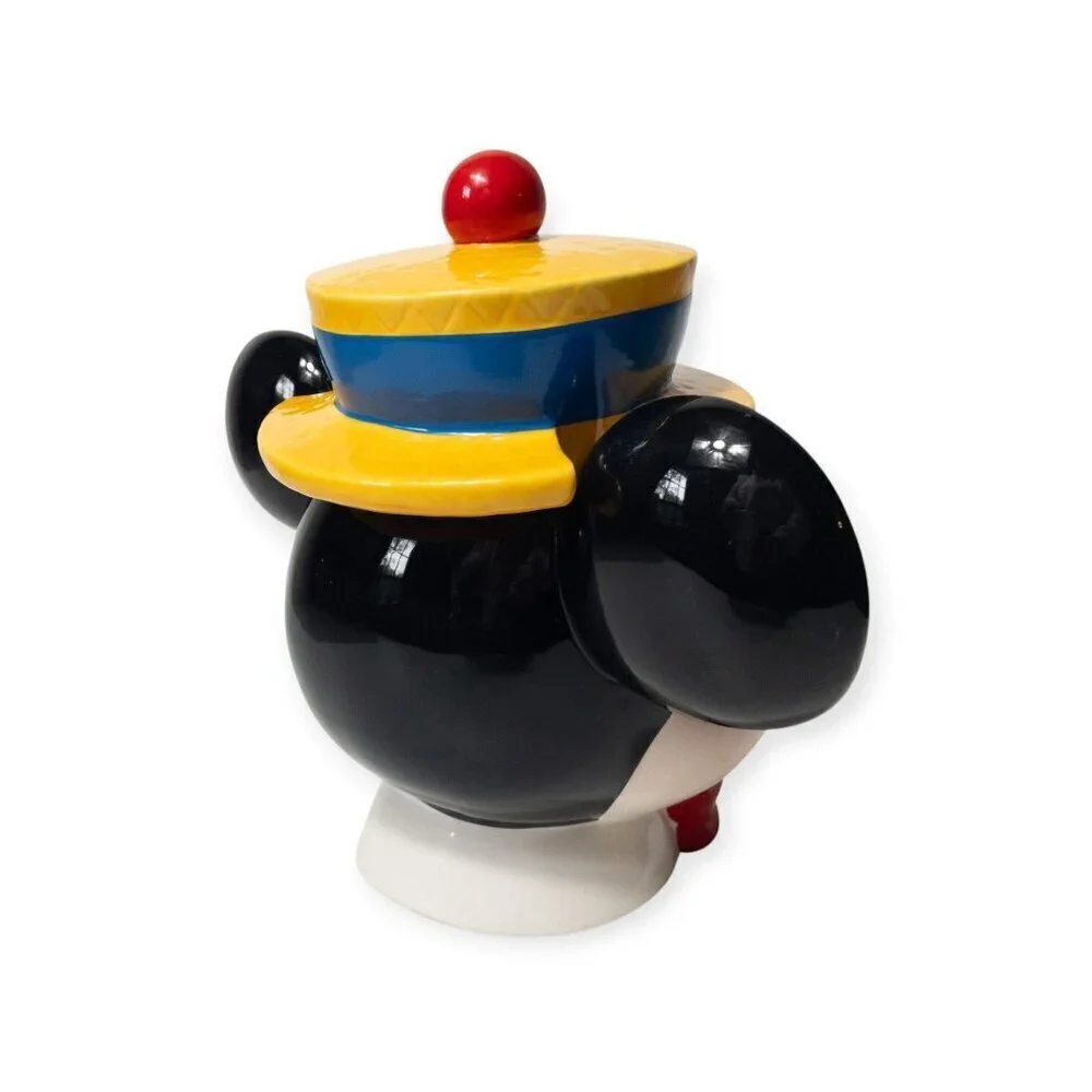 Vintage Disney Mickey Mouse Ceramic Cookie Jar With Hat Lid & Bright Colors